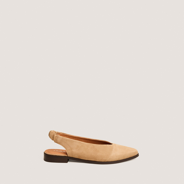 Ballerines à bouts arrières ouvertsen velours camel | ACAJOU