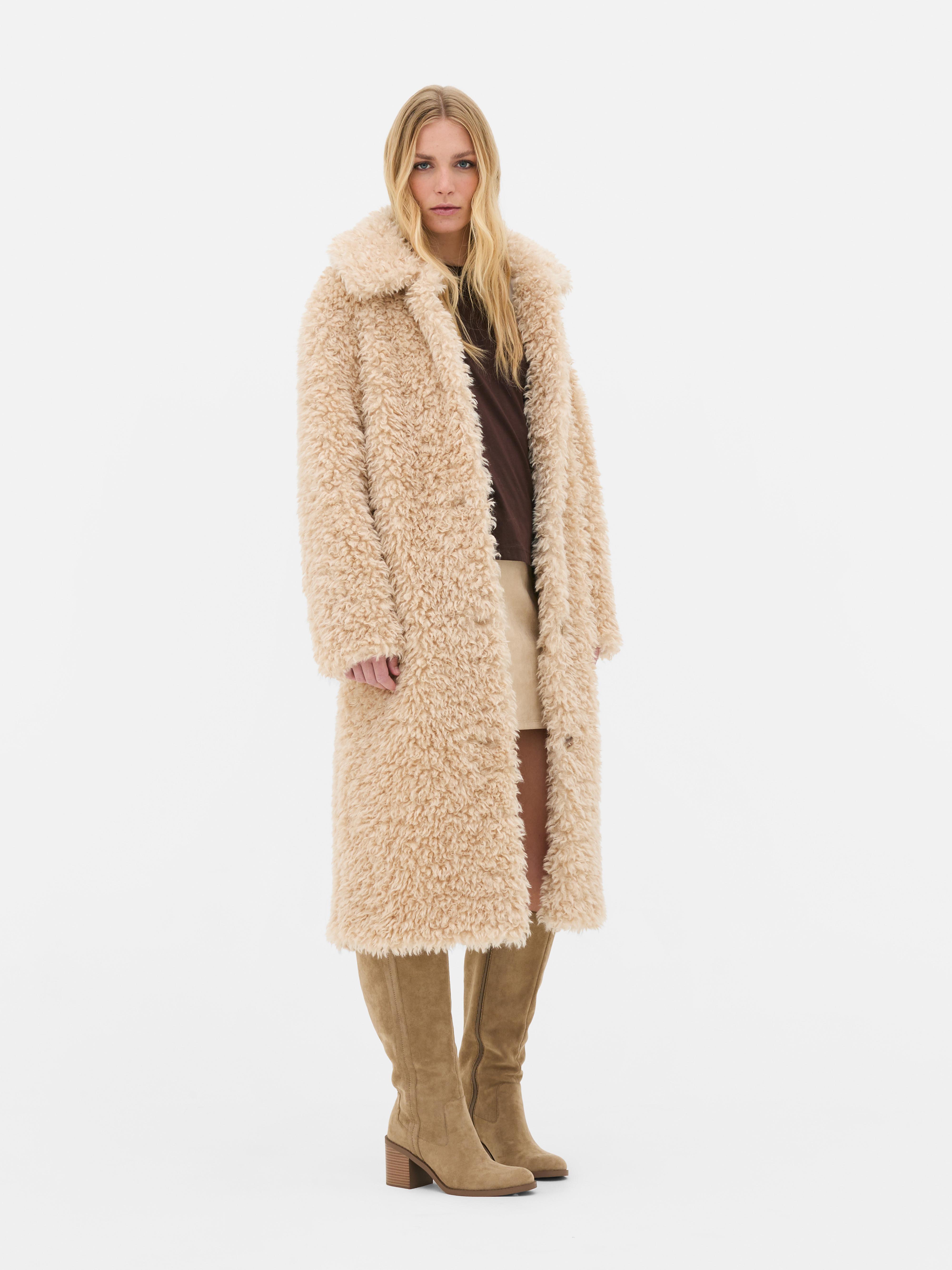 Belted Shaggy Longline Coat