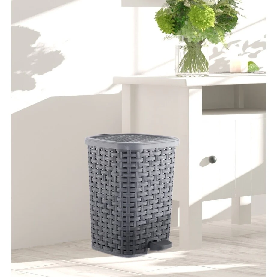 Superio Rattan Step On Trash Can with Removable Liner