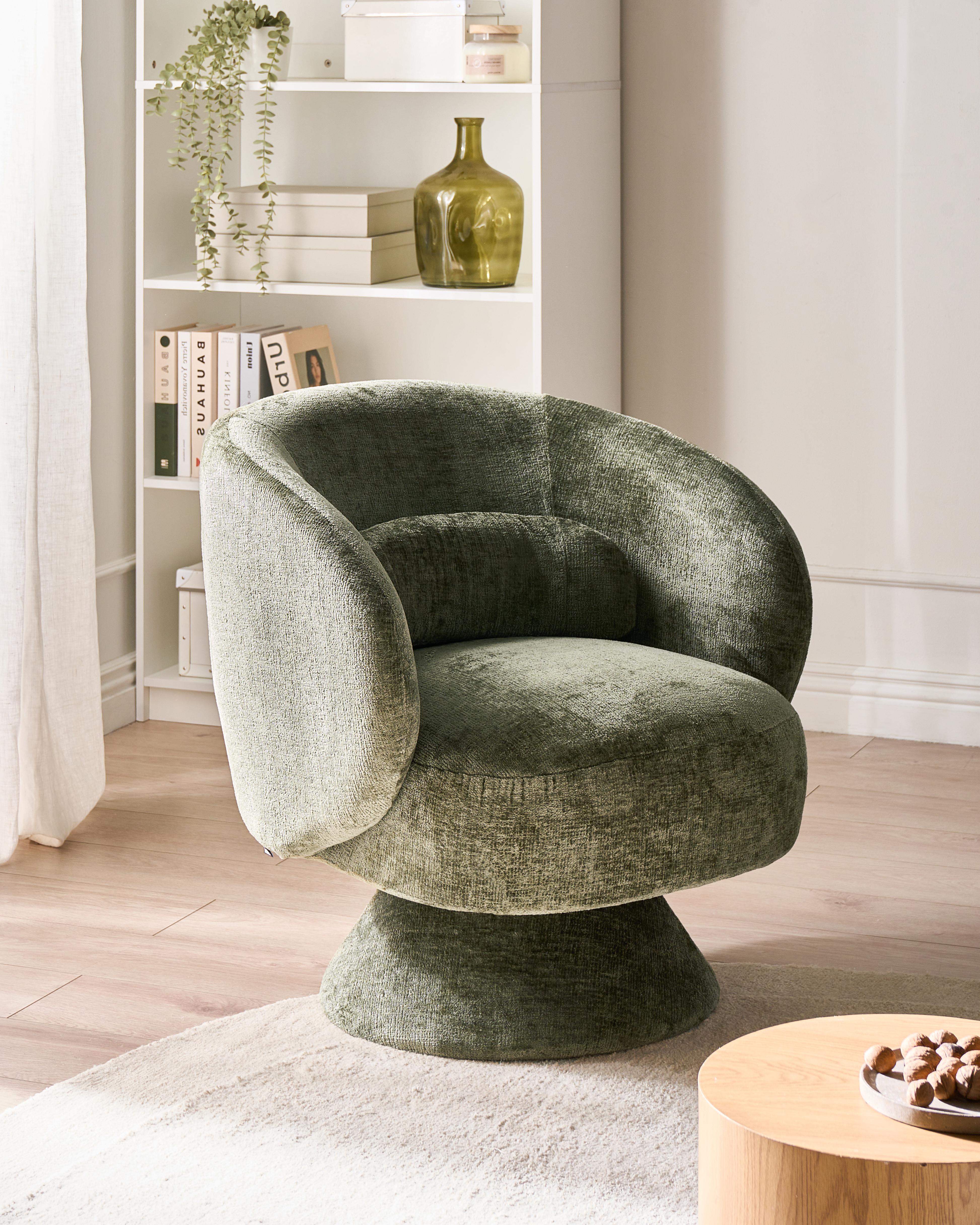 Swivel Armchair LIEKSA Chenille Green