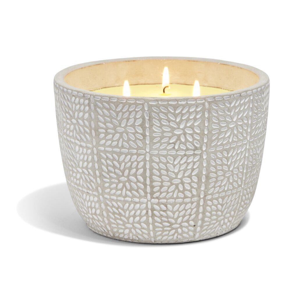 Bougie citronnelle pot ciment grain de riz Ø20xH14cm