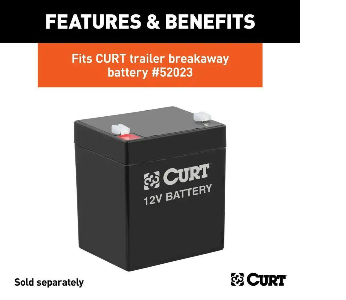 CURT Watertight Breakaway Battery Case, 5-in x 3-3/8-in x 3-3/4-in