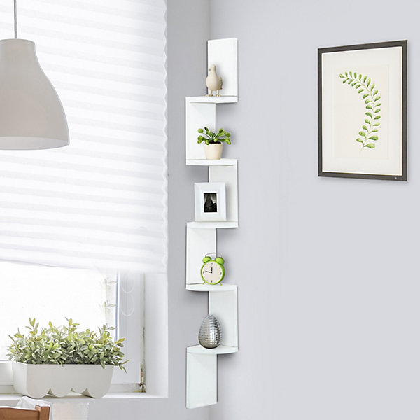 Etagère d'angle design contemporain zig zag 5 niveaux