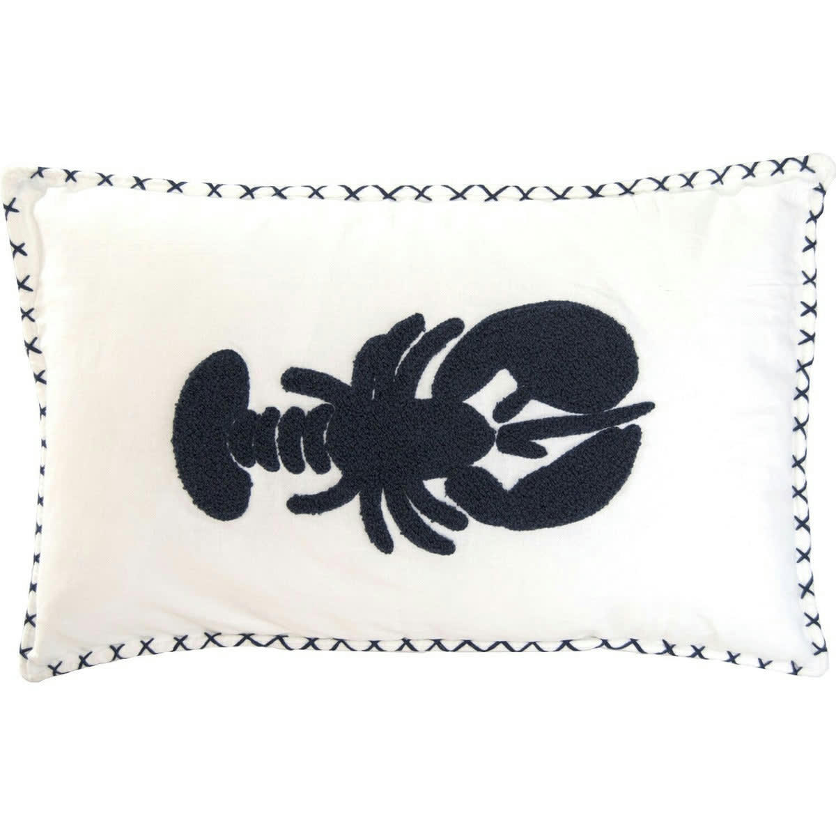 HOMARD - Housse de coussin coton  50x30 blanc / bleu marine