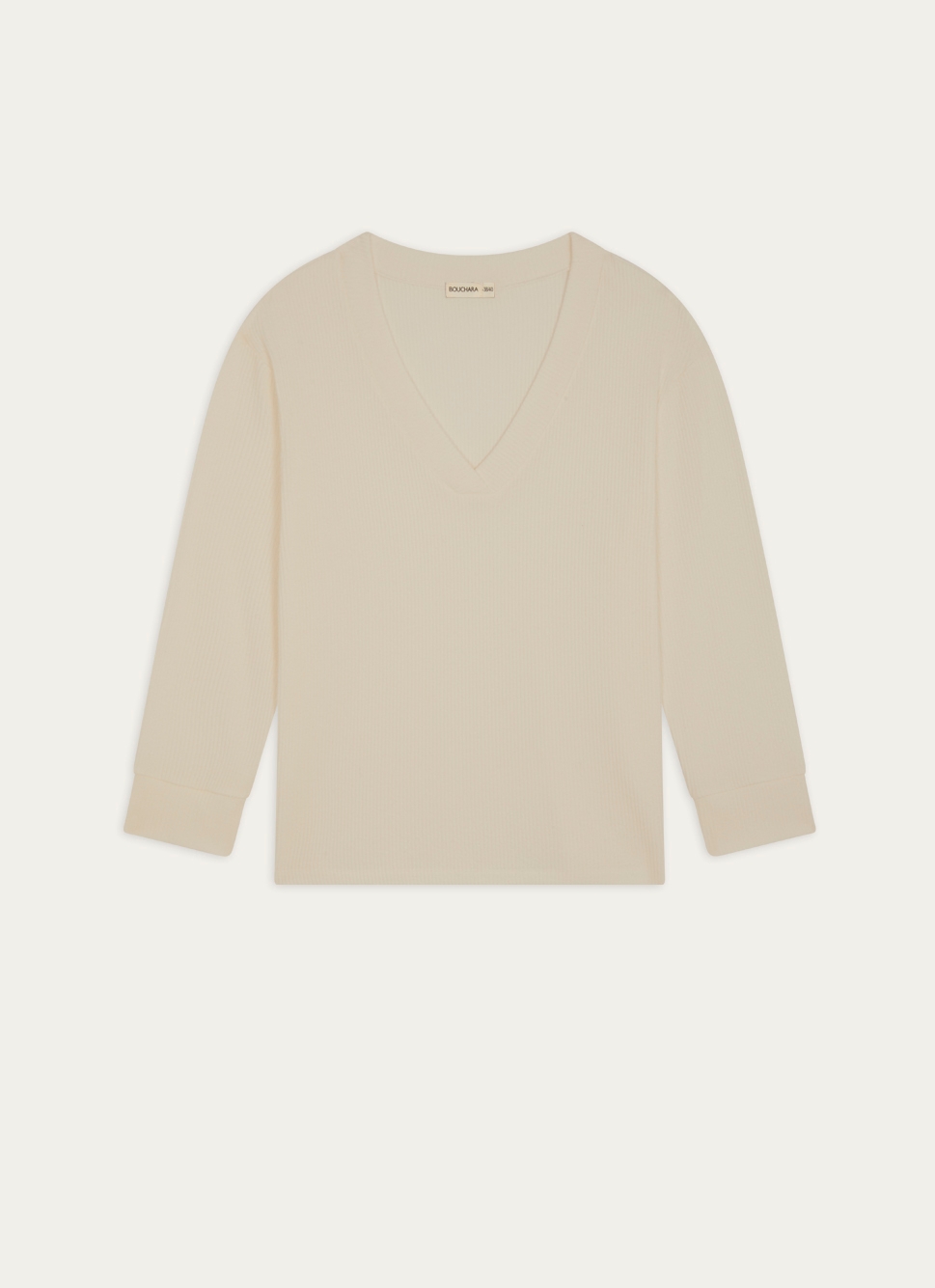 PULL COL V EN MAILLE CONFORTABLE ECRU