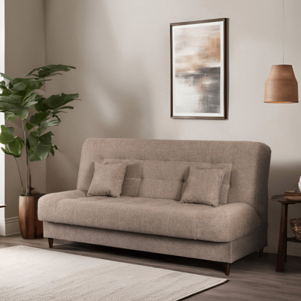 Wersalka Sofa Kanapa Rozkładana z Funkcją Spania Dwuosobowa Beżowa NEPAL