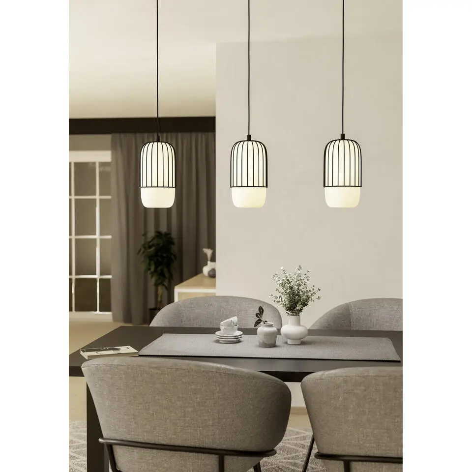 EGLOMulegesHanglamp-E27-96cm-Zwart/Wit