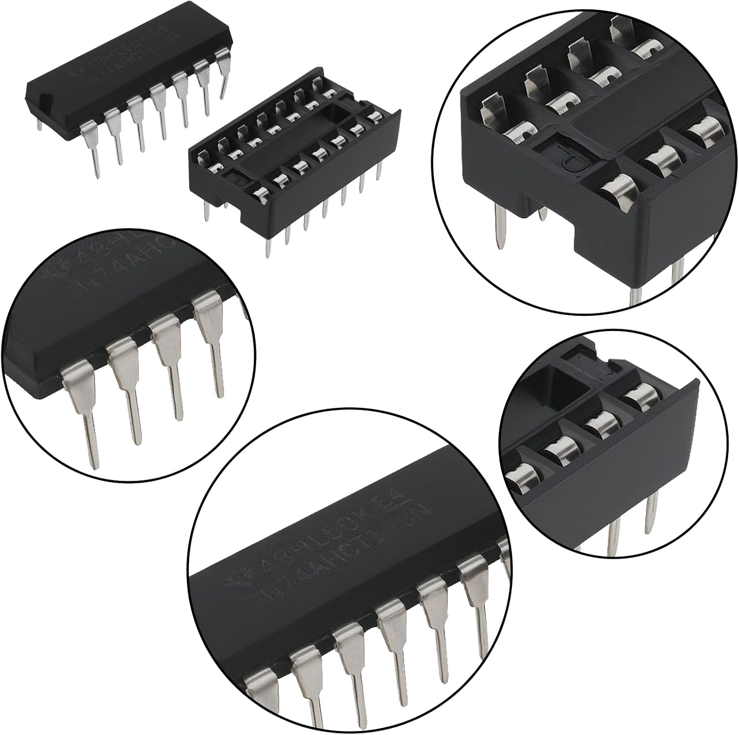 5 Sets of SN74AHCT125N Quad Bus Buffer Three-State Outputs Chips with Sockets for Digital Circuits Buffering