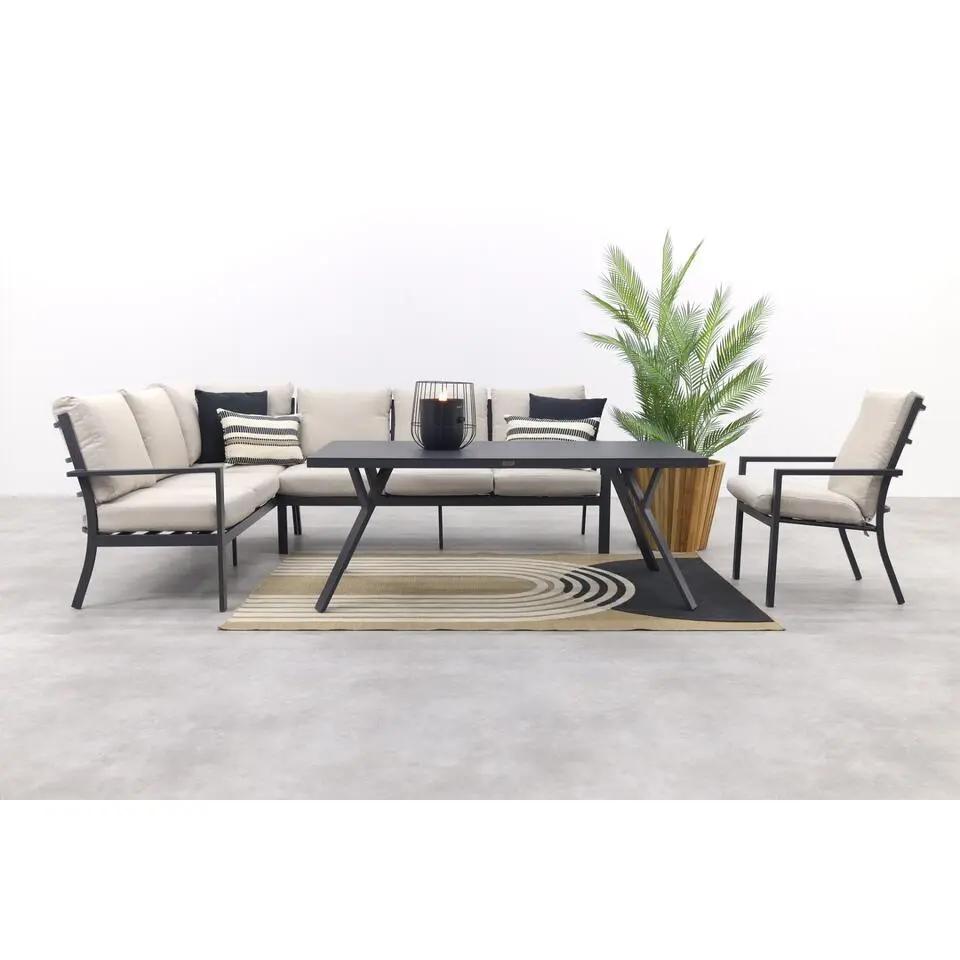 Sergio lounge dining set met stoel - Carbon/Desert - 3-delig links