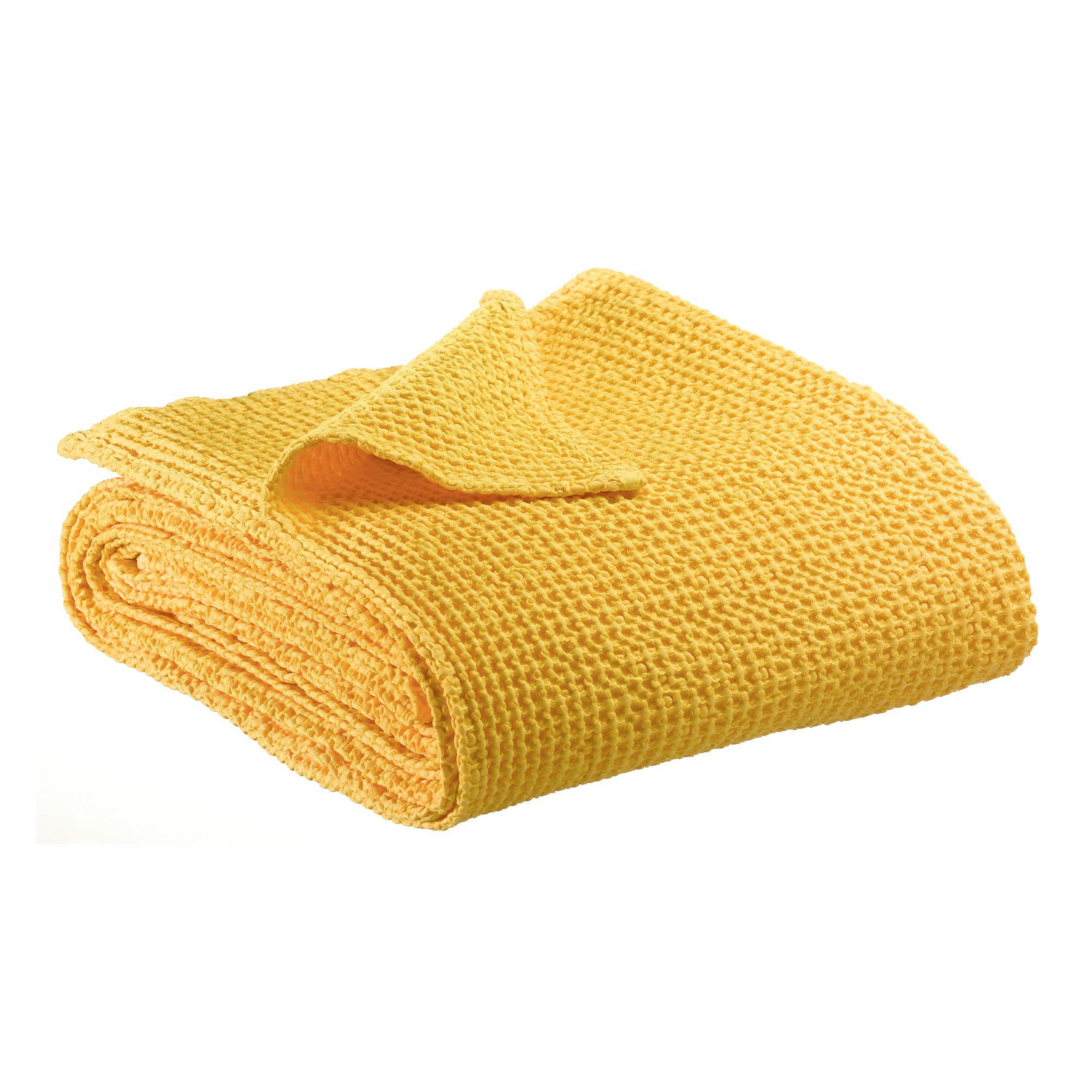 MAIA - Plaid stonewashed  en coton yuzu 140 x 200