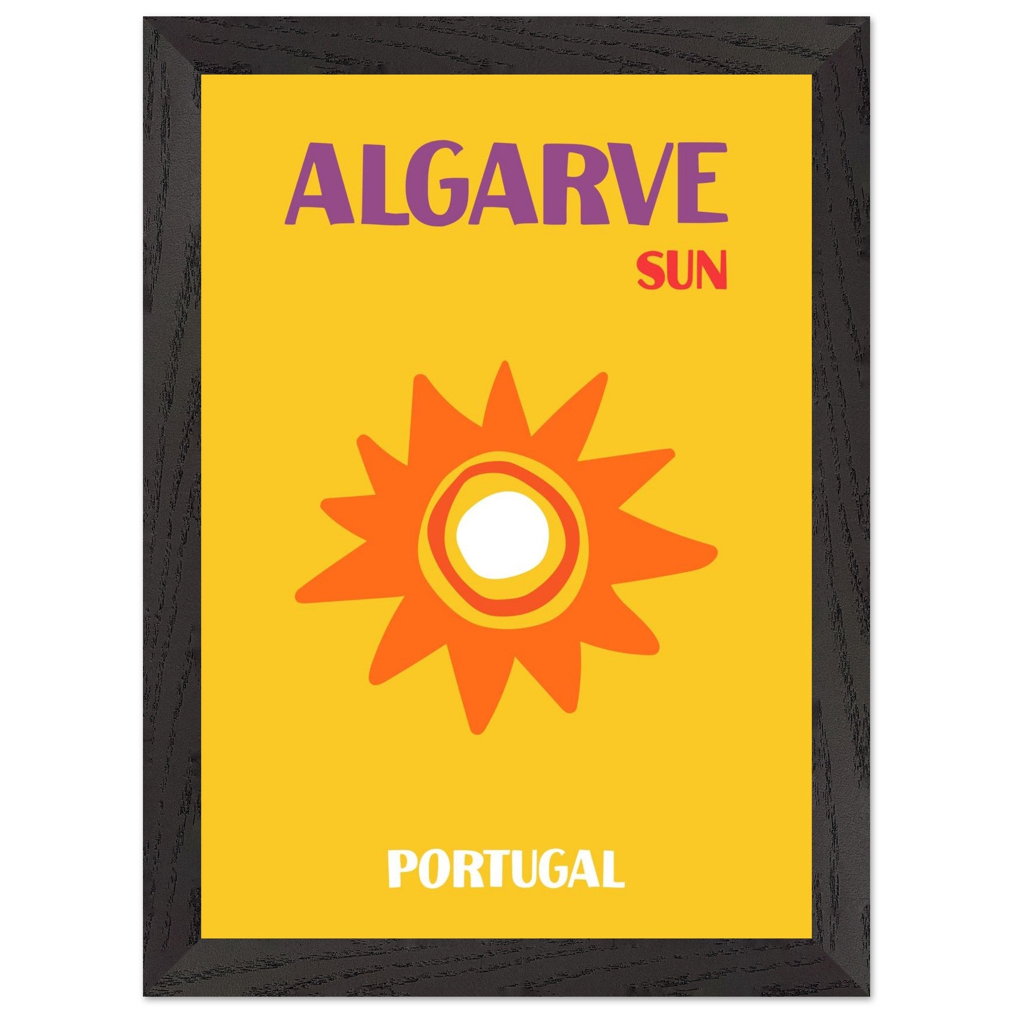 Artfulprints Poster met Lijst Portugal - Algarve  - A4 21x29.7 cm - Geel