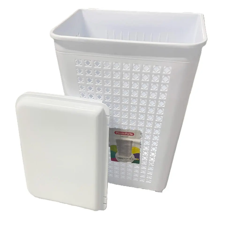 Plasticforte Wasmand met deksel - 50L - wit - 41x31x61 cm