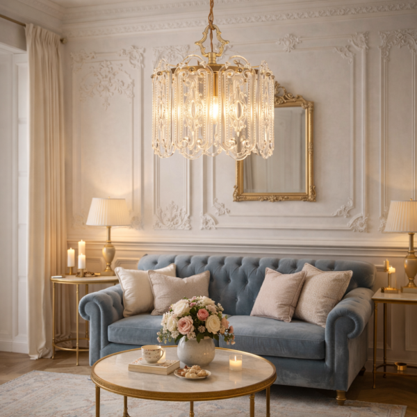 Lampa wisząca szklana zdobione klosze E17 40W złota szklane panele glamour