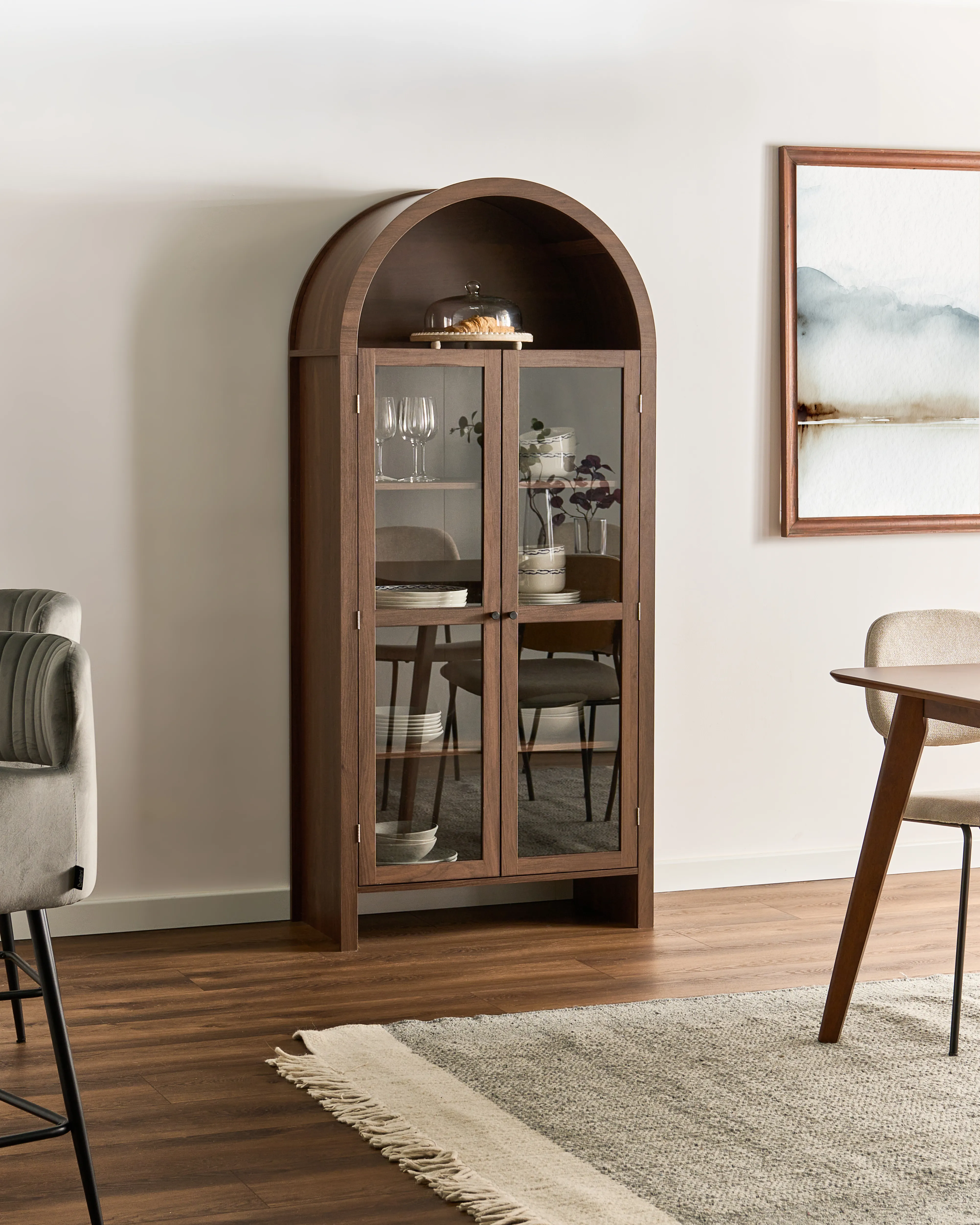 Glass Display Cabinet GLENWOOD 79 cm Dark Brown