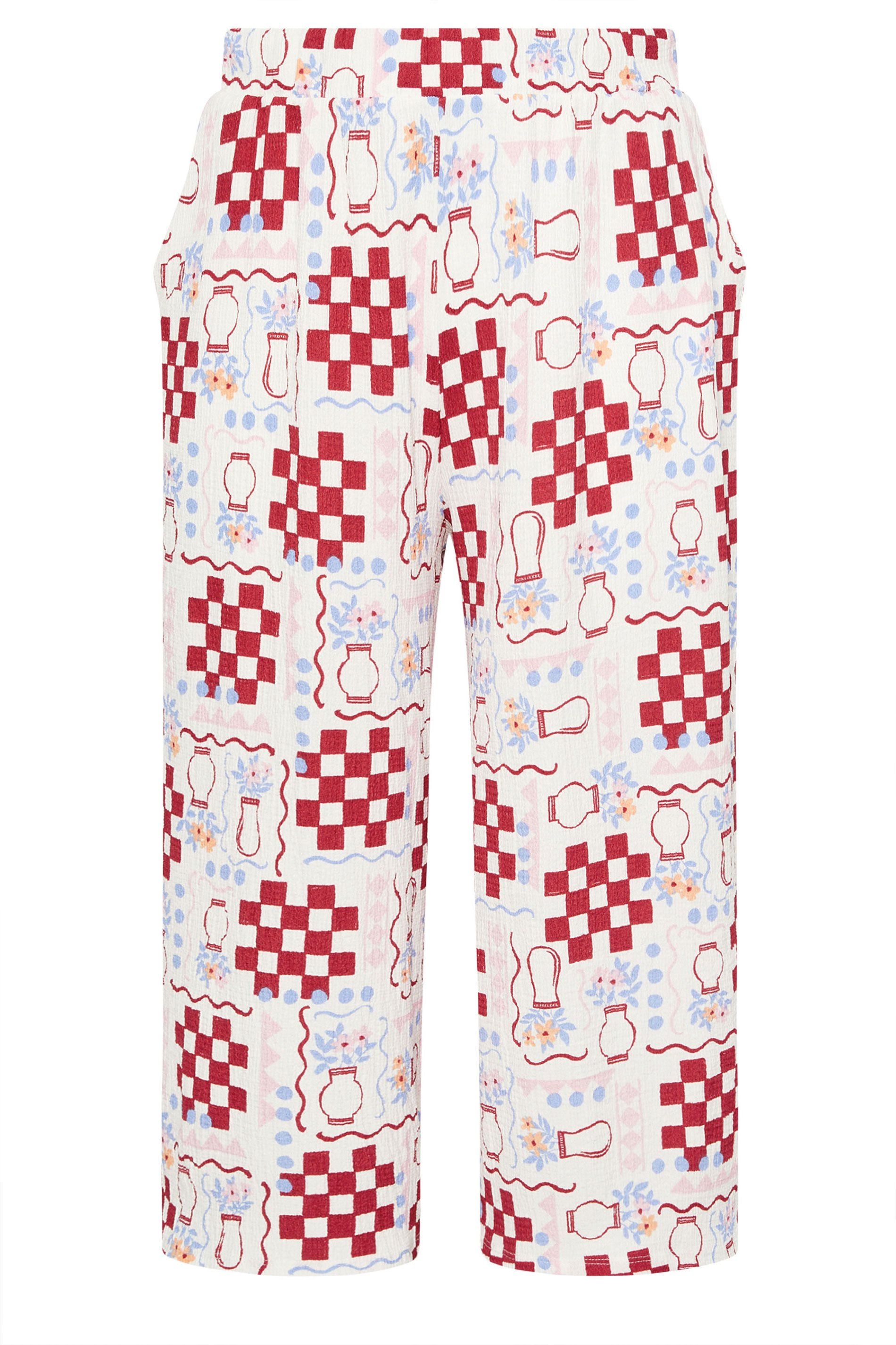 Yours Floral Check Crinkle Midaxi Culottes