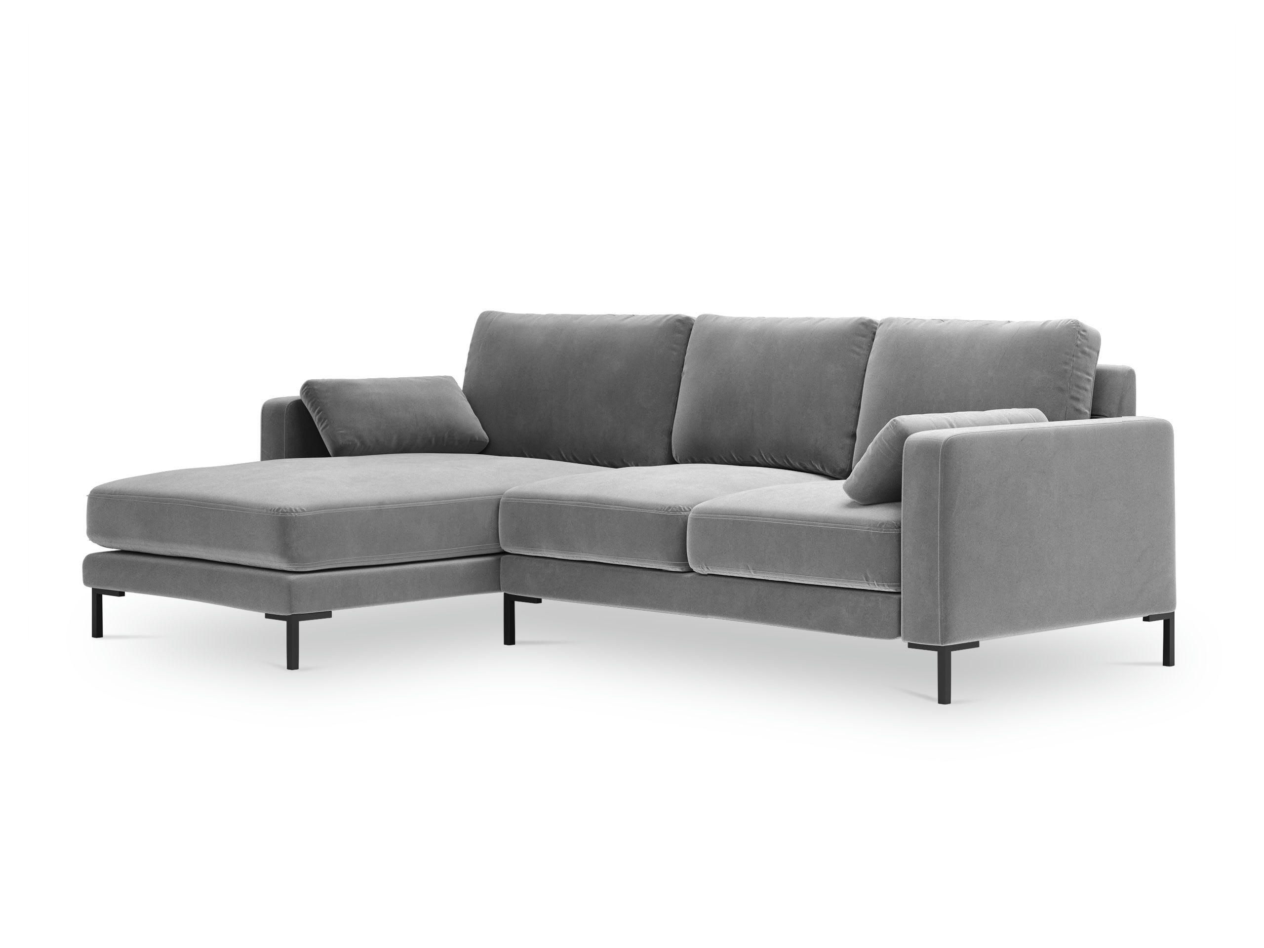 JADE - Canapé d'angle 4 places en velours gris