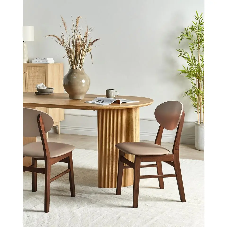 AMERY - Eetkamerstoel set van 2 - Lichtbruin - Rubberhout