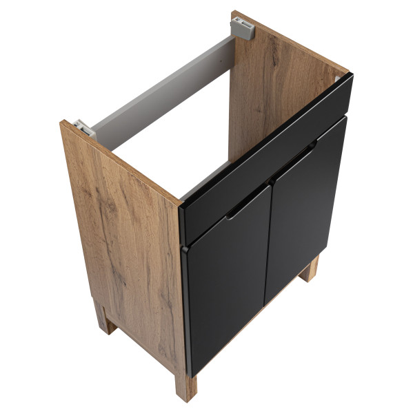 Zestaw Łazienkowy 60cm Alma Półsłupek Dąb Wotan / Czarny Mat