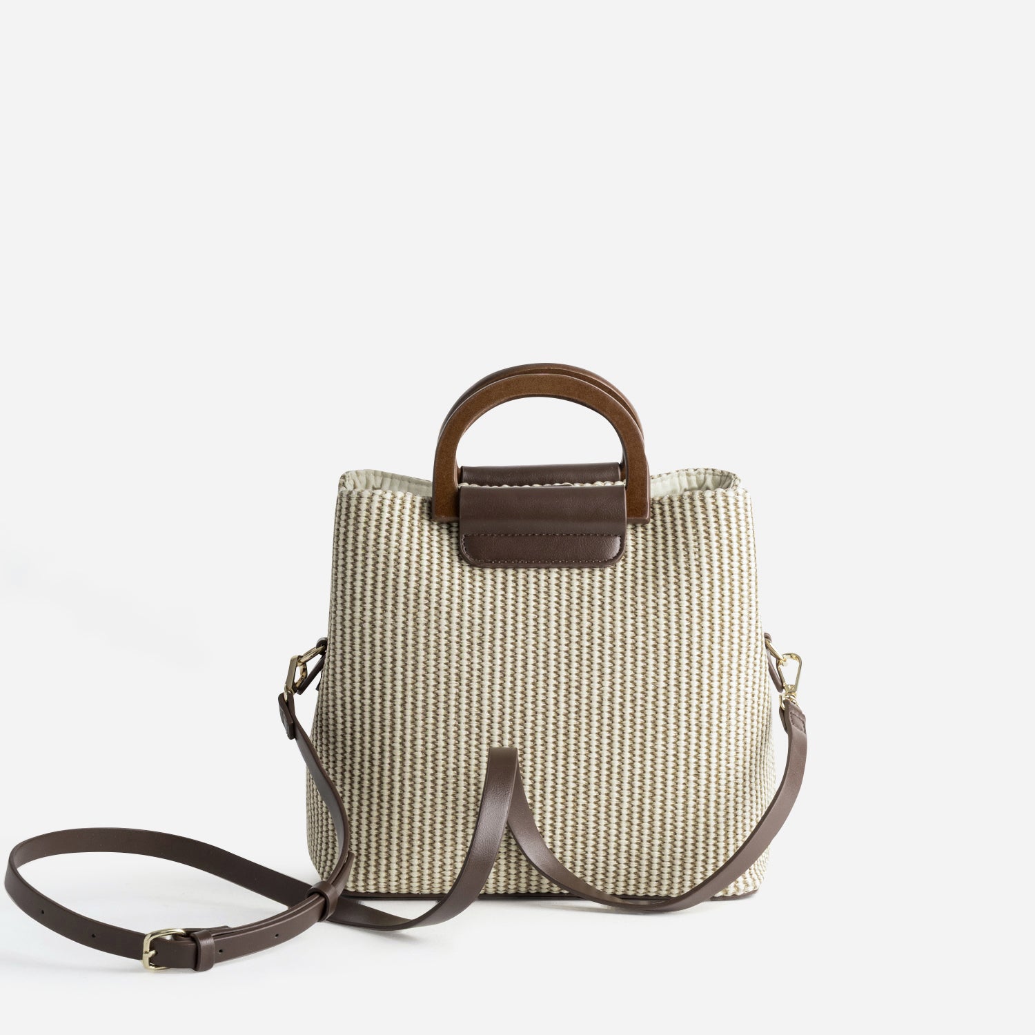 Sac beige tressé 3 compartiments
