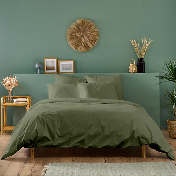 Housse de couette unie 220x240cm PERCALE KAKI