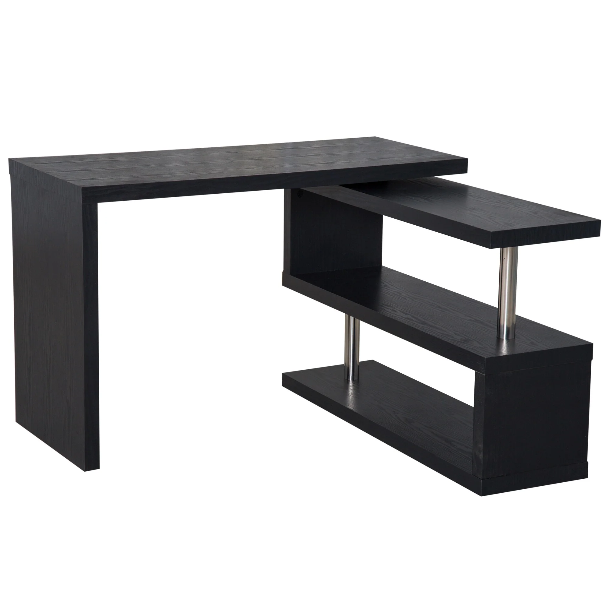 HOMCOM 75 Modern Corner Rotating Combo L-Shaped Computer Desk Workstation with 2 Storage Shelves