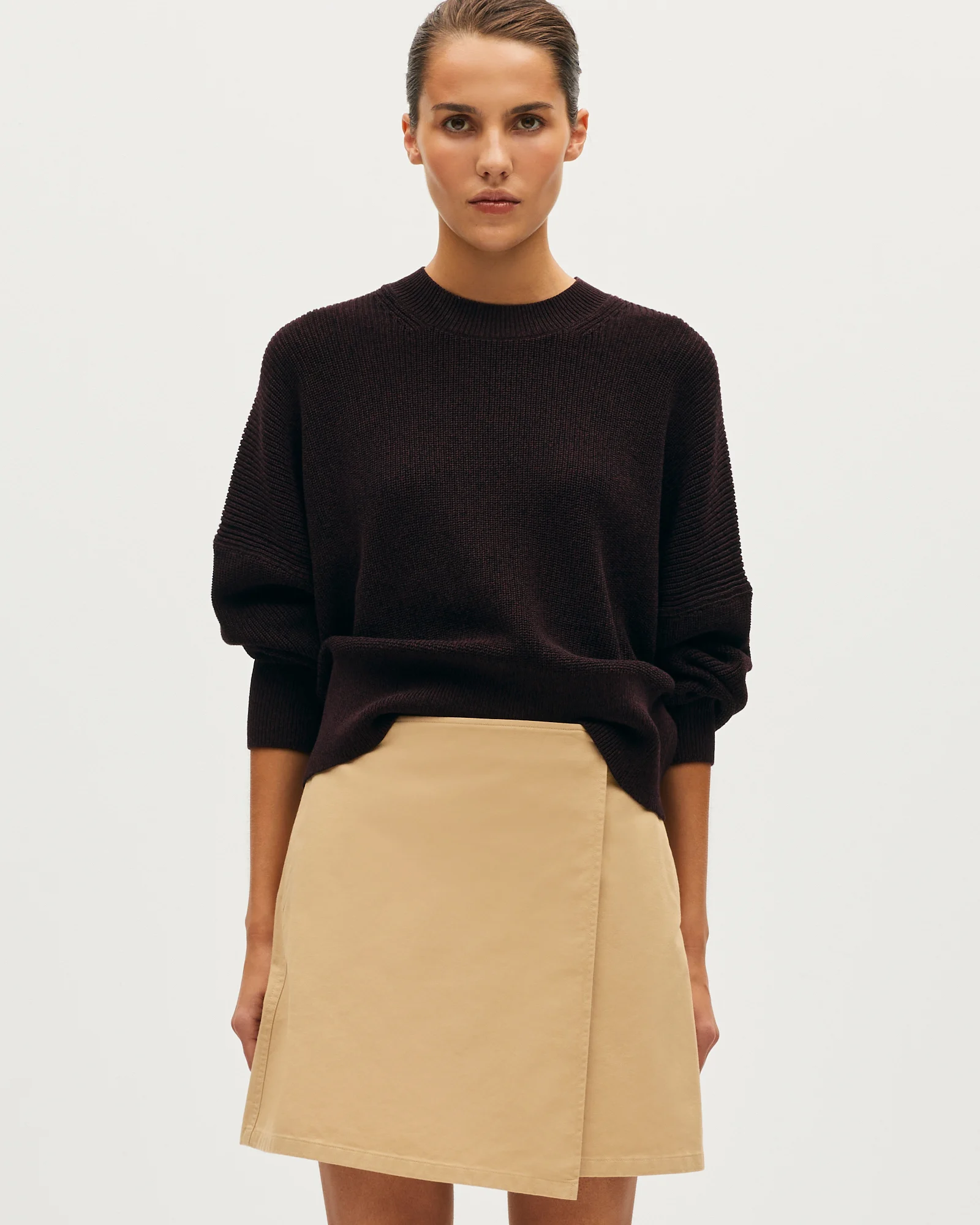 Jupe portefeuille courte en coton