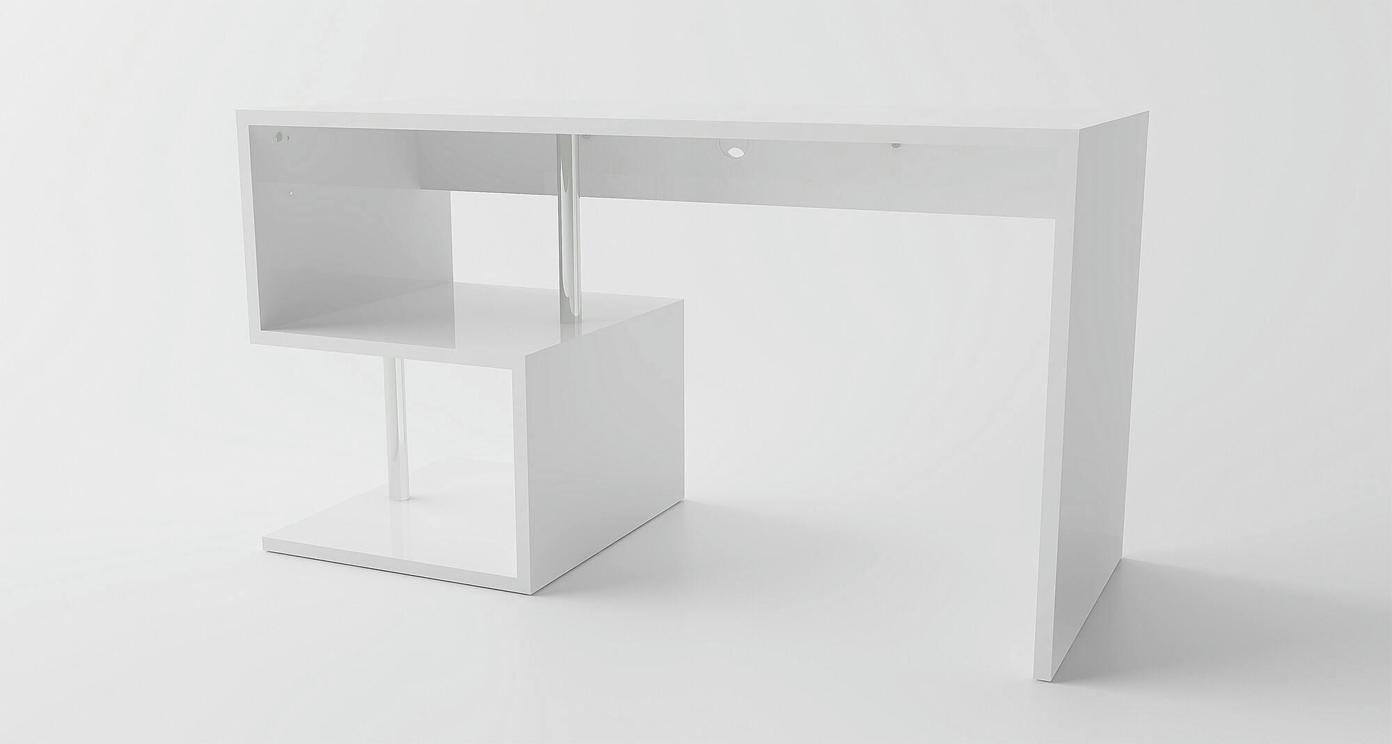 DMORISC - Bureau effet bois blanc brillant 140x60h78 cm