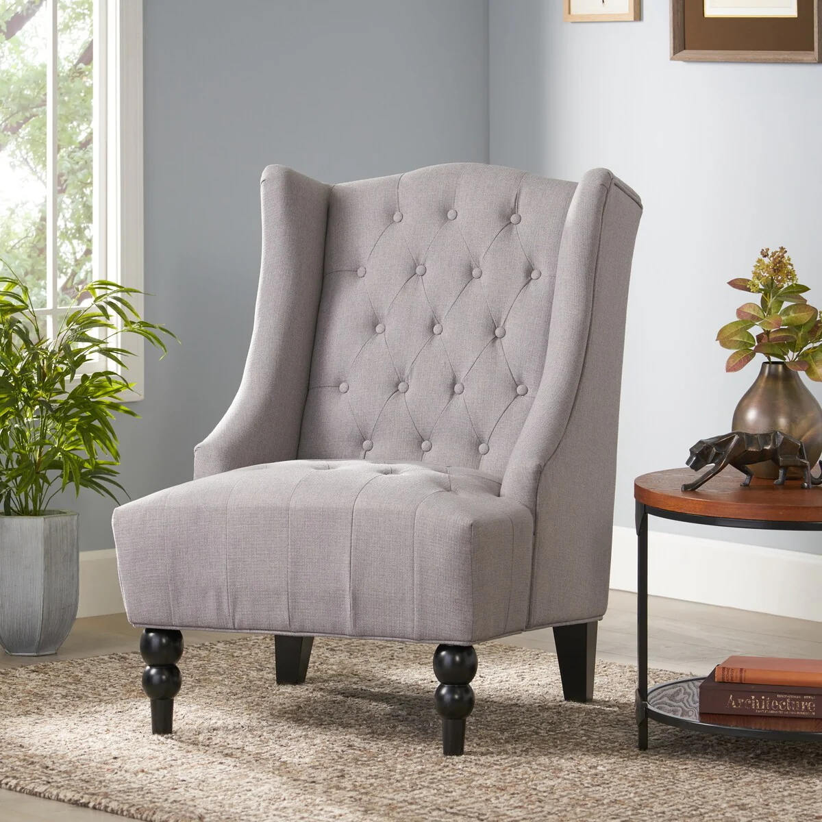 Upholstered Reading Chair Club Chair with High Back