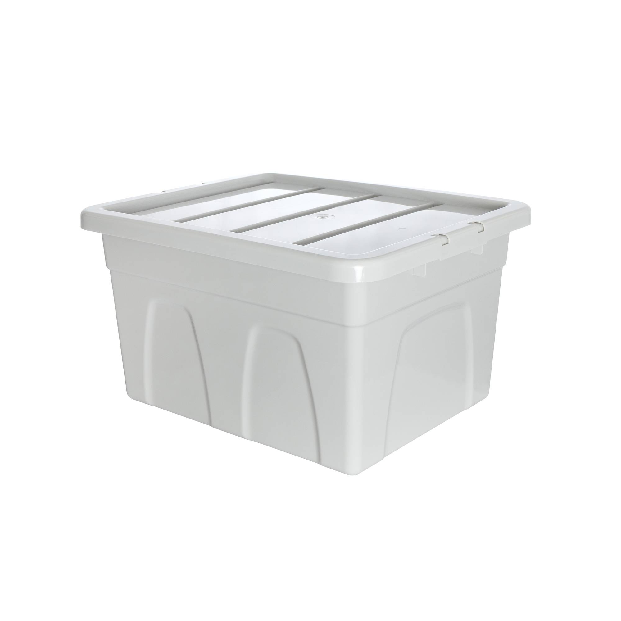 Whitefurze 32 Litre Pastel Grey Stack and Store Storage Box