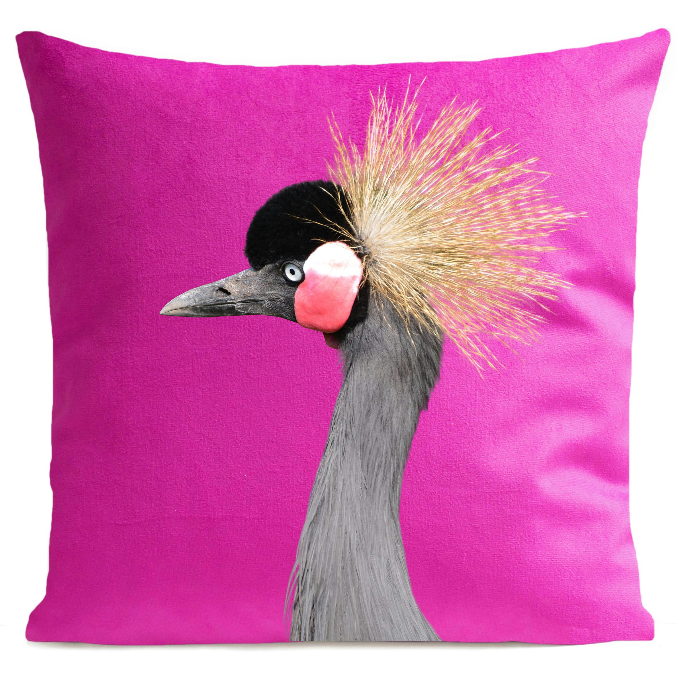 - Coussin campagne oiseau suédine rose 40x40cm