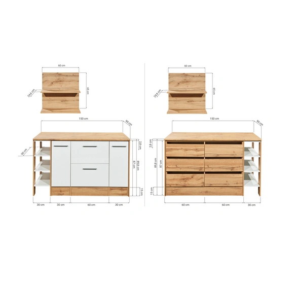 Küchenblock »Hilde«, HxBxT: 90 x 150 x 90 cm, ohne E-Geräte