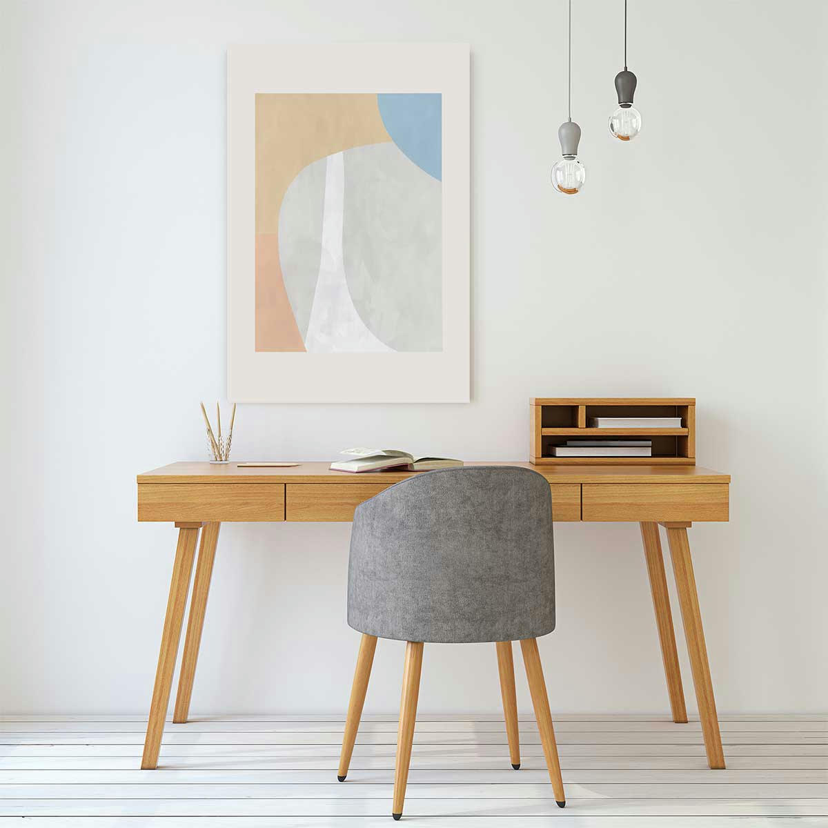 - Tableau light beige contempory imprimé sur toile 30x45cm