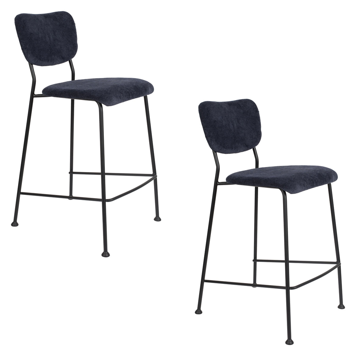 Zuiver Benson Barkrukken rugleuning 64,5 cm Donkerblauw - Set van 2