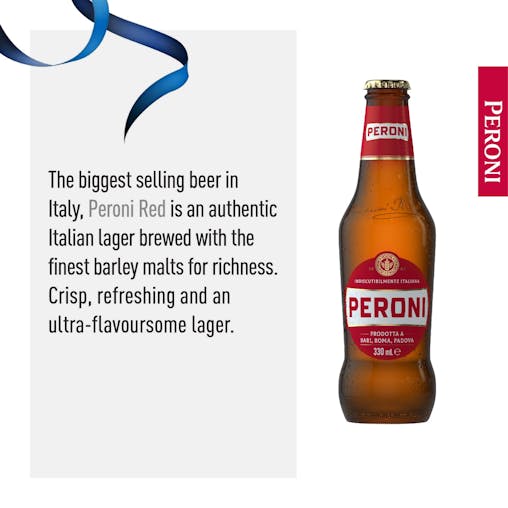 Peroni Red, Authentic Italian Beer Lager, Crisp Refreshing and Rich in Flavour, 4.7% ABV, 330mL (Case of 24 Bottles)