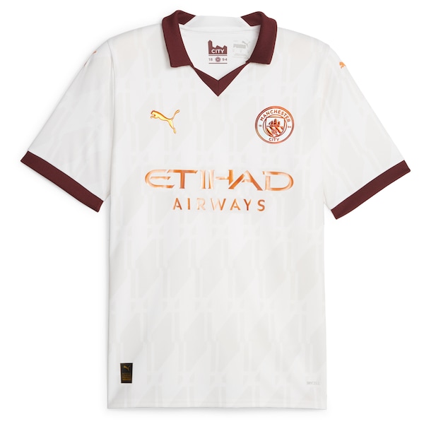 Manchester City Puma 2023/24 Away Custom Replica Jersey - White