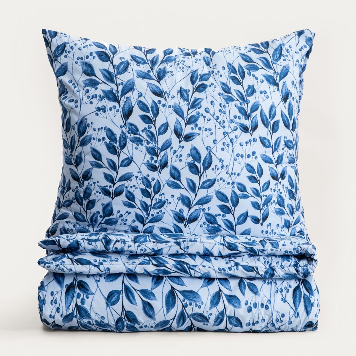 Pościel LUNA z mikrofibry w niebieskie liście 220x200   2*70x80 cm