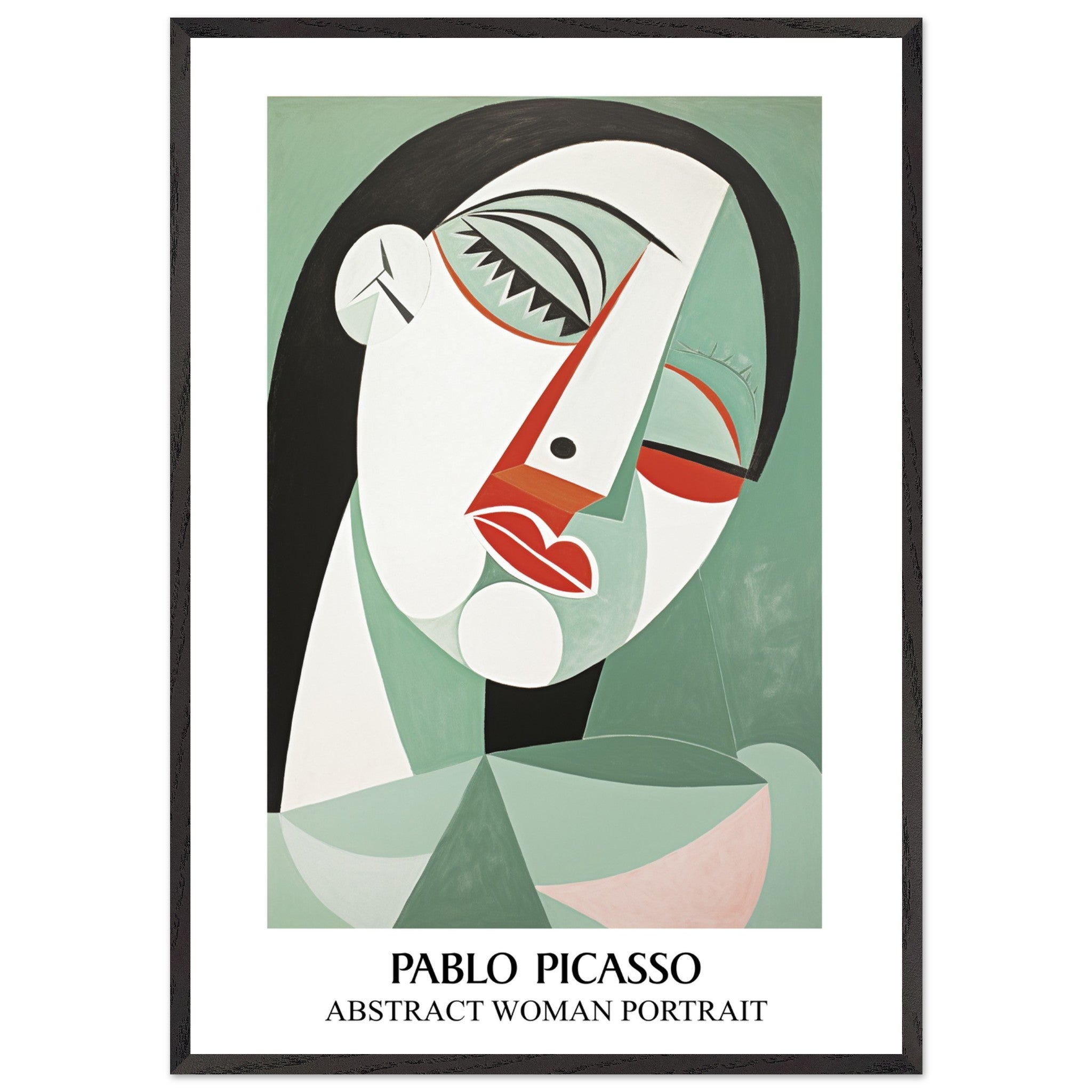 Artfulprints Poster met Lijst Pablo Picasso - Abstract woman portrait  - 70x100 cm - Groen