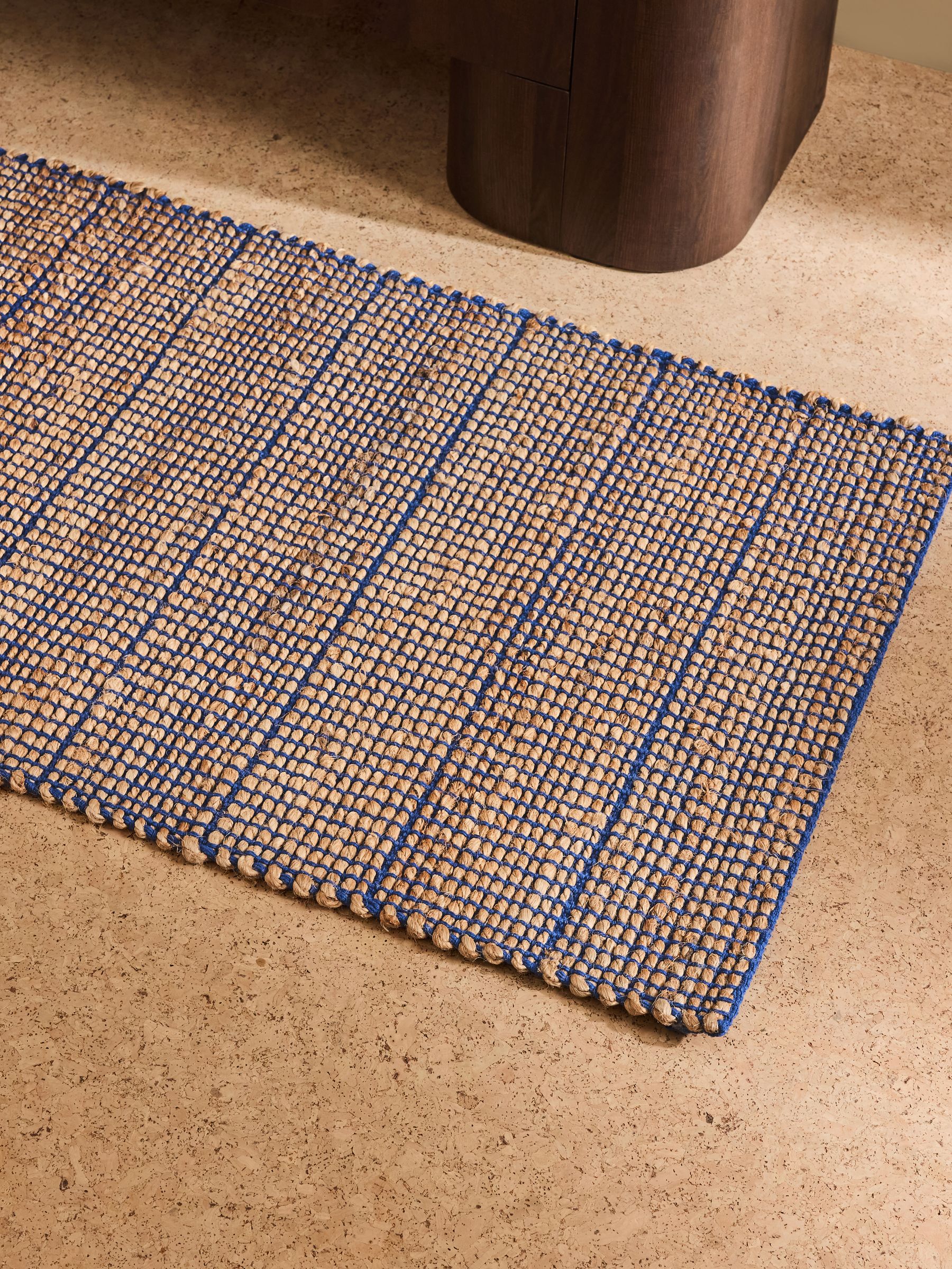 Hurley Woven Jute Runner in Blue