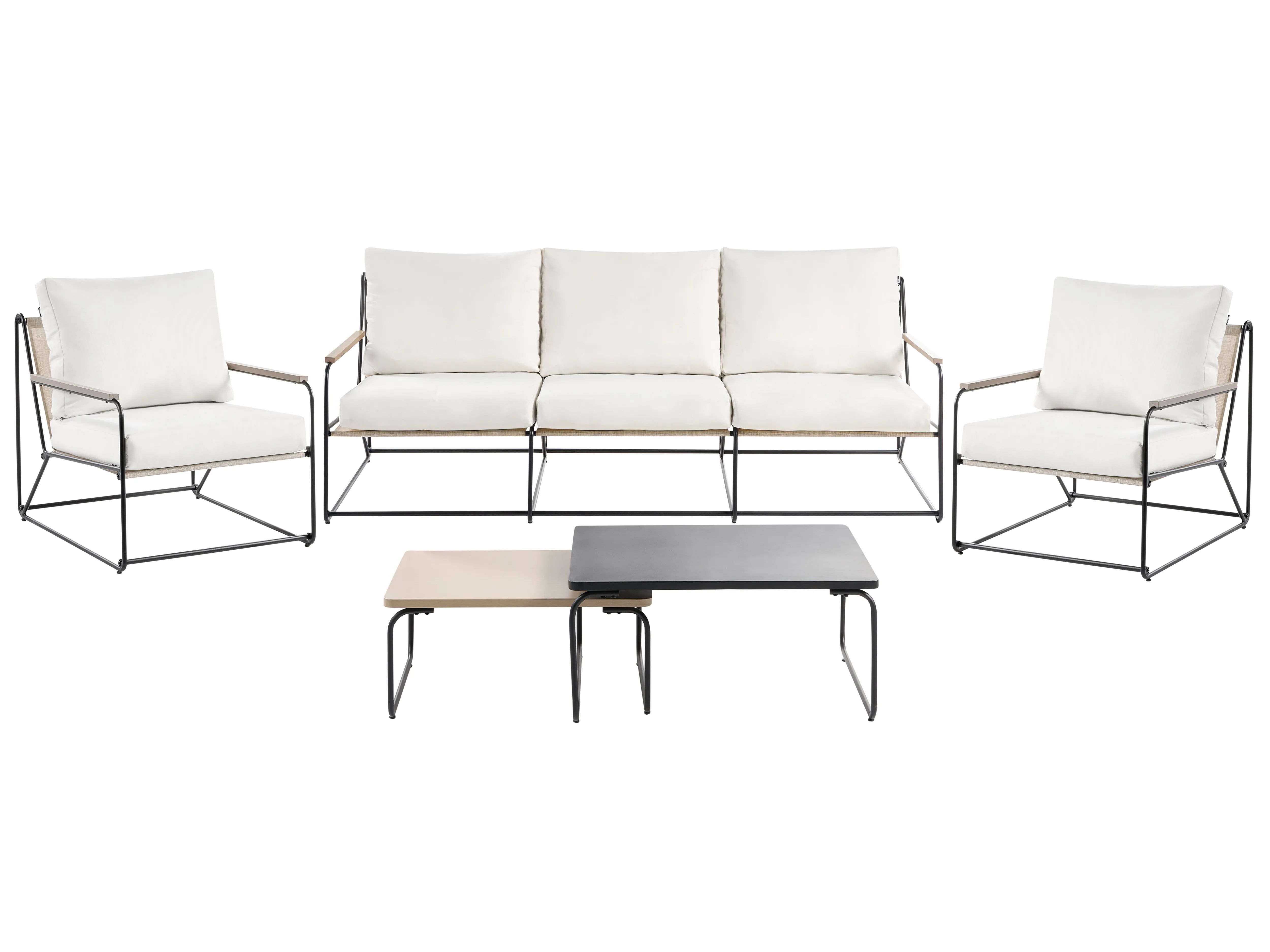 Garden Sofa Set 5 Seater VENARIA with Tables Metal Beige/ Black