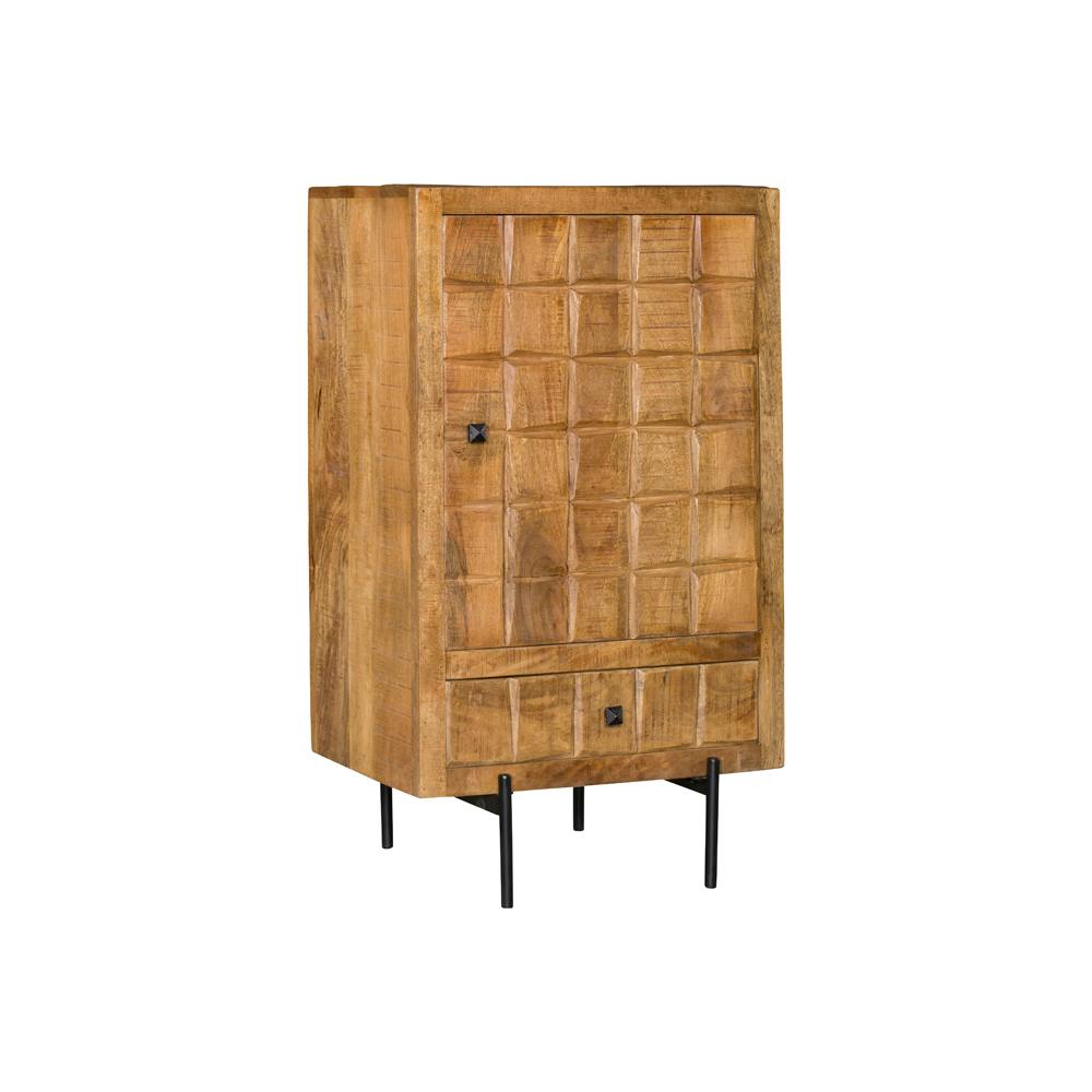 Petit buffet bois 1 porte décor damier UDA