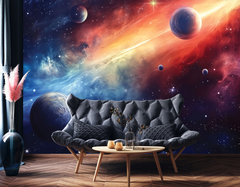 Fototapeta dla dzieci chłopca kosmos tapeta do pokoju dziecięcego 250x175