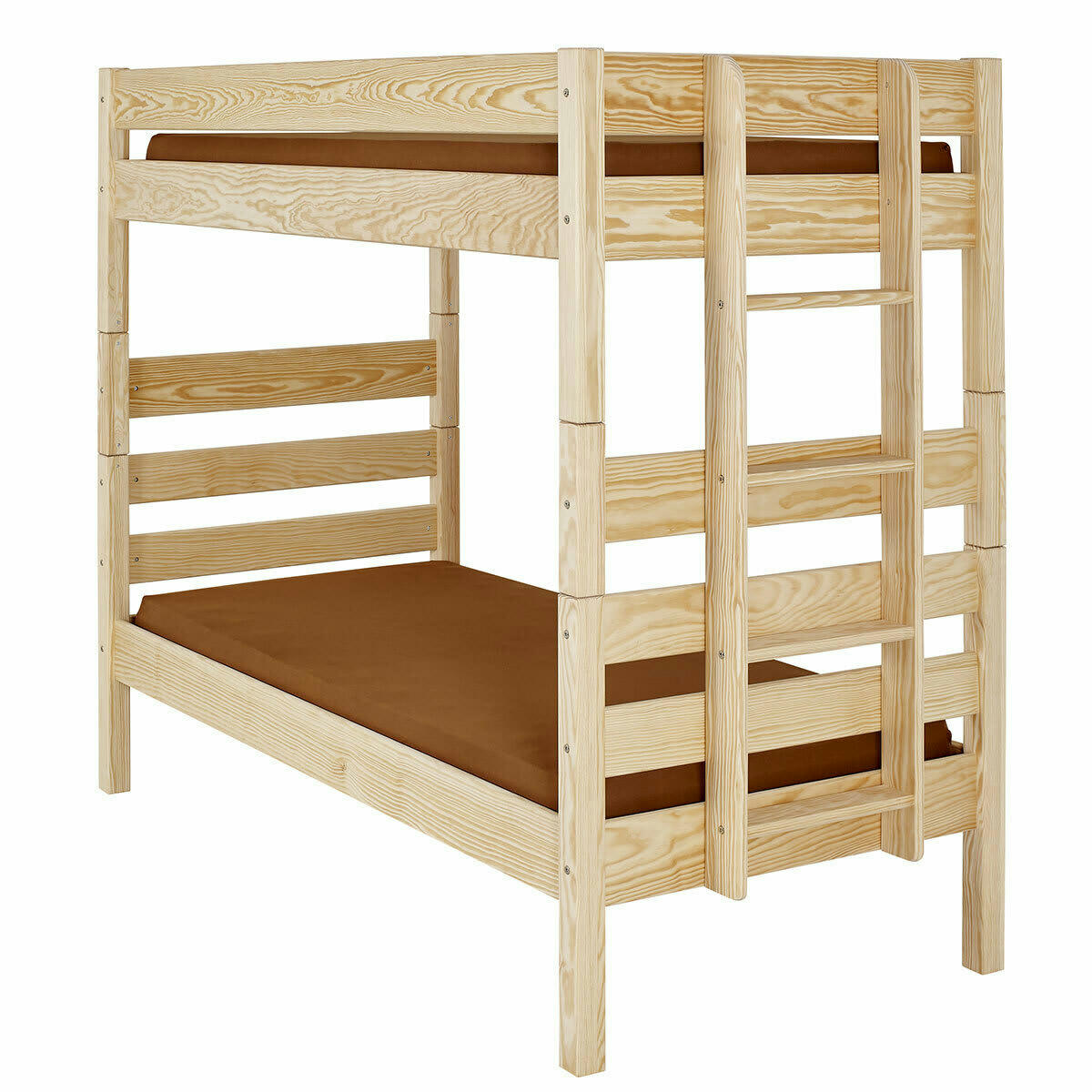 ANIBA - Pack lit superposé haut avec 2 matelas 90x200 cm bois massif