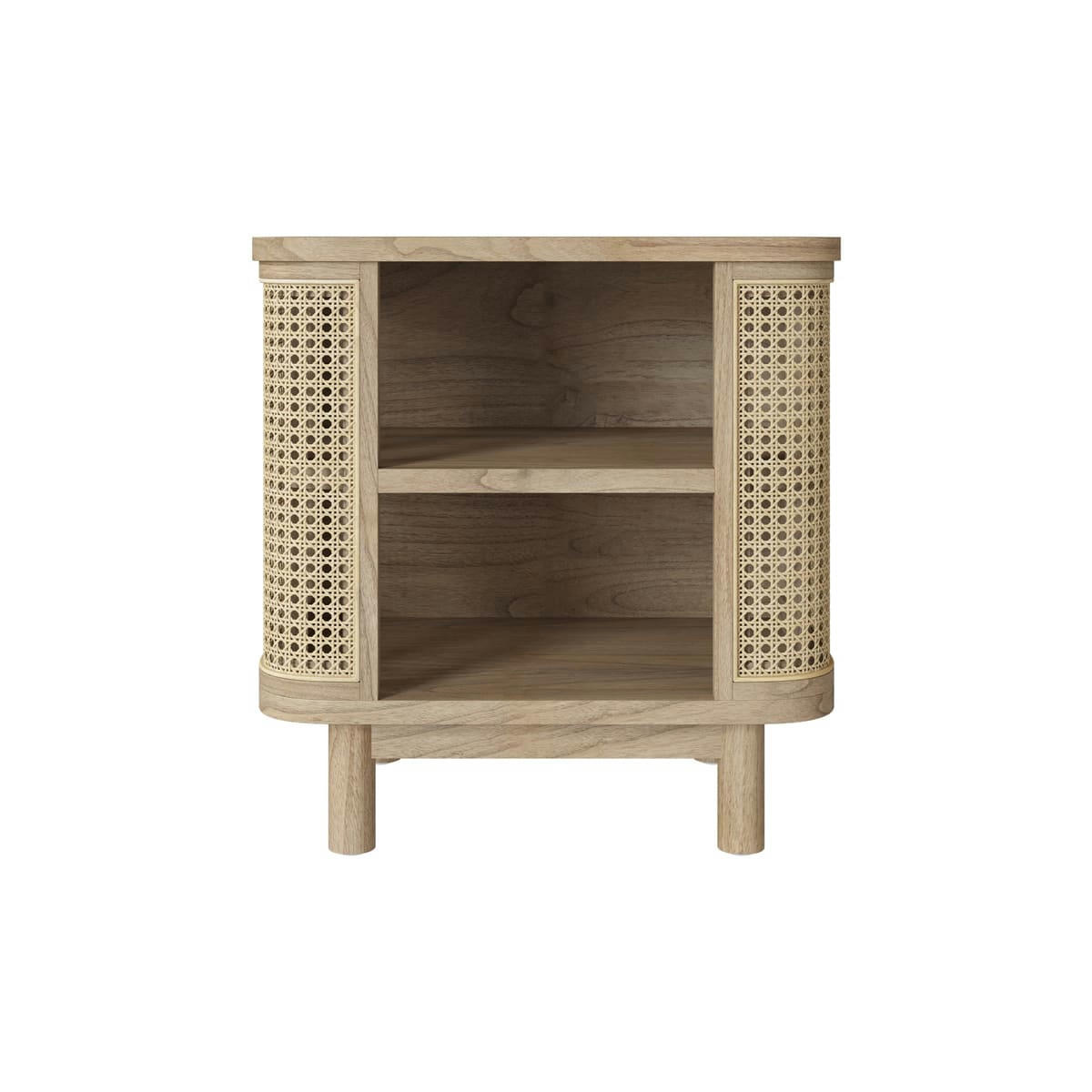 ANTIK - Table de chevet en bois massif et cannage