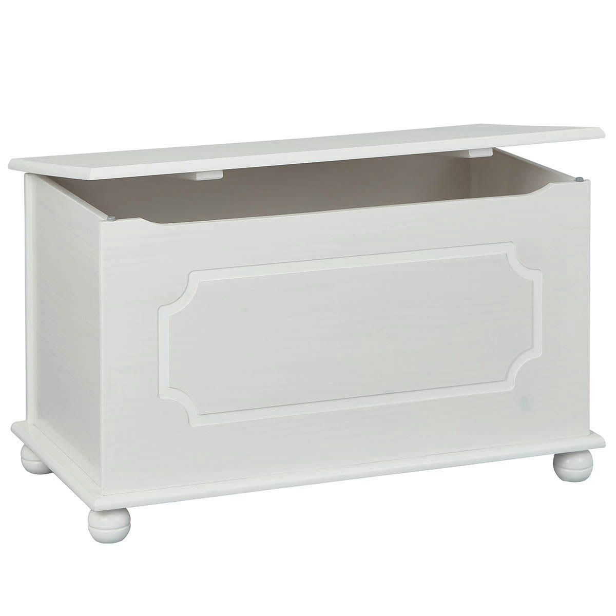 KALISHA - Coffre  à jouets bois massif vernis blanc