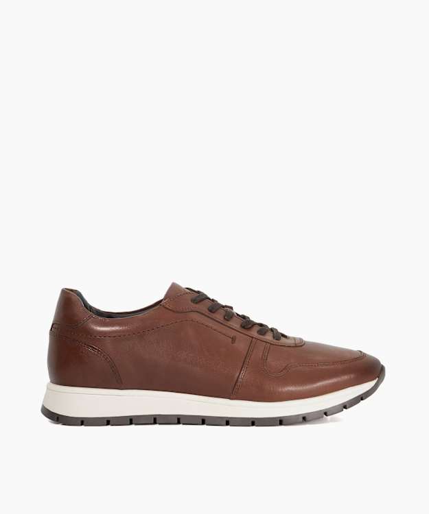 Tris Brown - Leather Lace-Up Runner Trainers