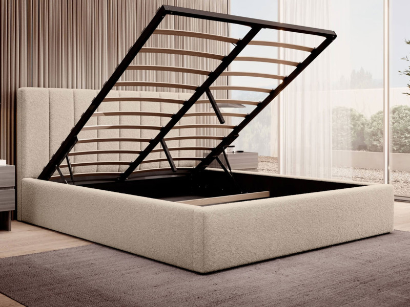 Łóżko tapicerowane z poj. SFG0116B P | 160x200 | Boucle | Beż