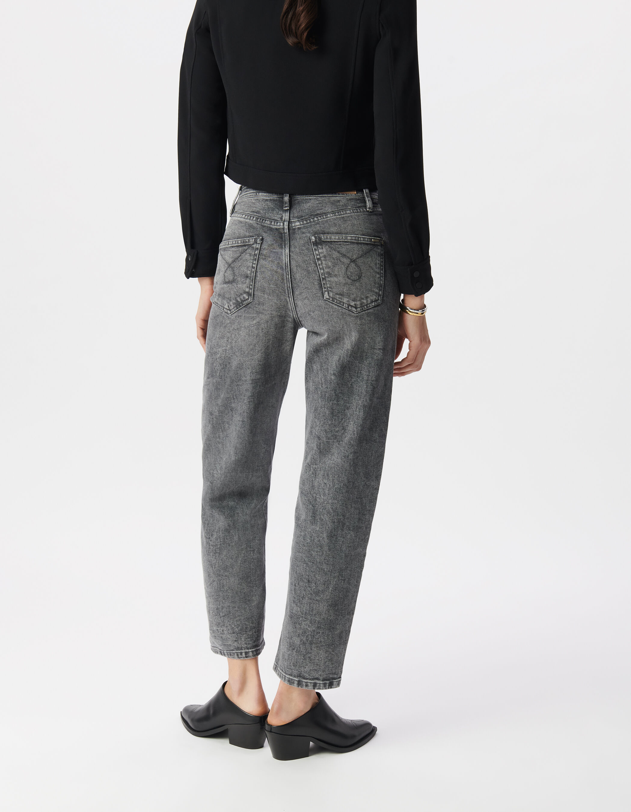 Jean slouchy en coton BCI gris longueur cropped femme