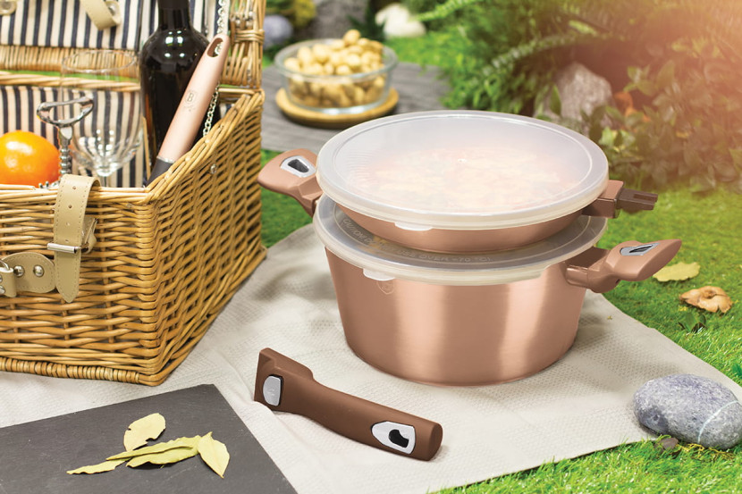 Komplet garnków granitowych zestaw garnki 6 ele BERLINGER HAUS Rose Gold