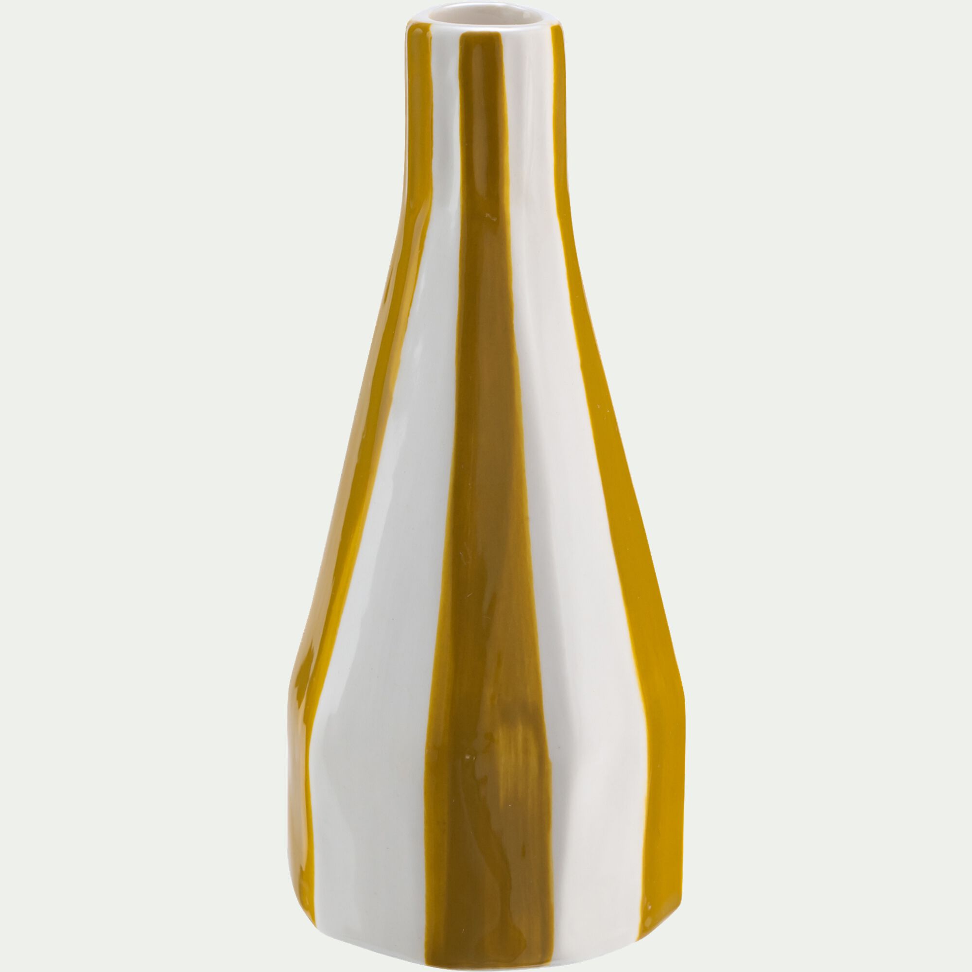 CAMPECHE - Vase bouteille en grès H13,7cm - jaune et blanc