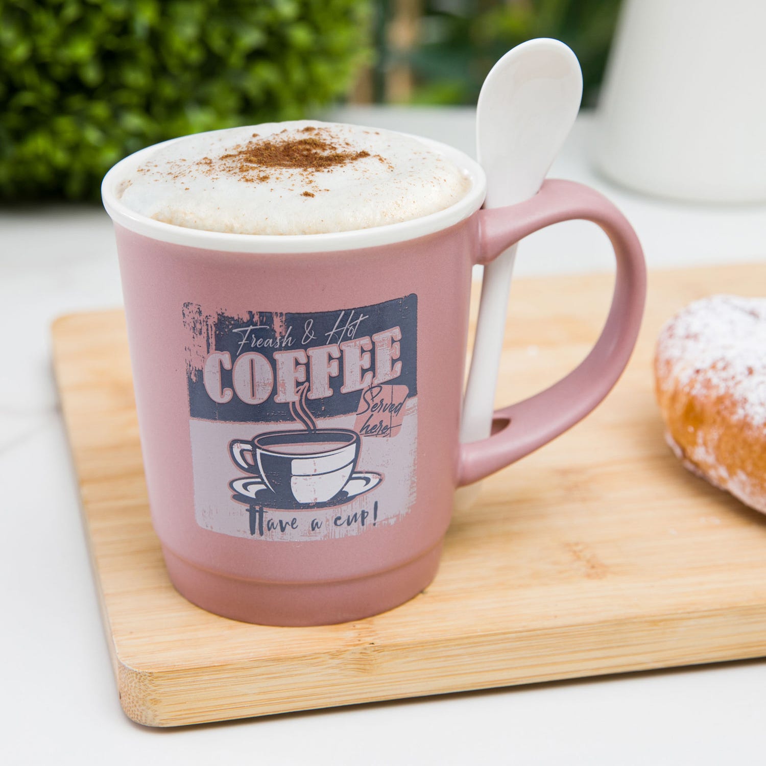 Mug caffè malva 400 ml con cucchiaino